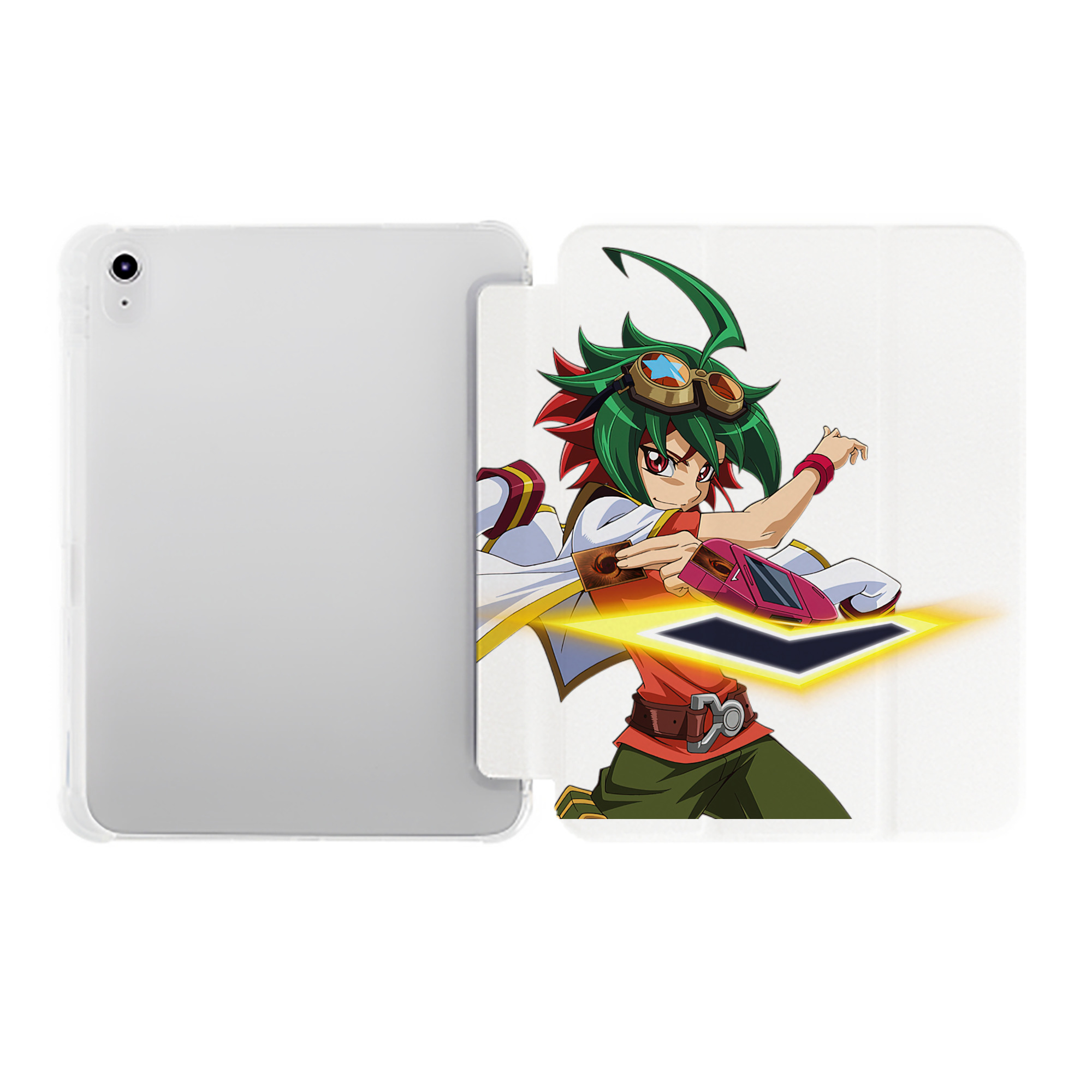 （画像用） 遊☆戯☆王 Yu-Gi-Oh! IPad ケース ペン収納付き 三つ折りスタンド PUレザー×シリコン 対応機種9.5/10.5/10.9インチ